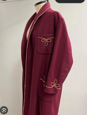 Burgundy Long Wool Coat with Braided Belt
